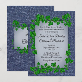 Invitación Denim Vines Wedding Invitation 4.5" x 6.25"
