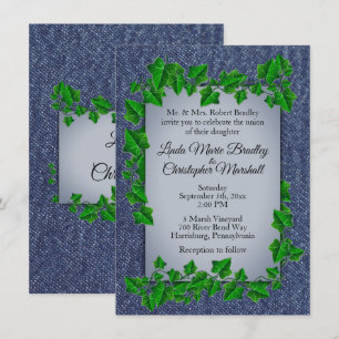 Invitación Denim Vines Wedding Invitation 4.5" x 6.25"