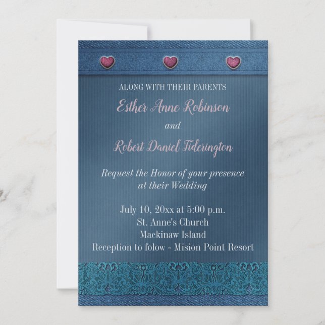 Invitación Denim Wedding Invitation (Anverso)