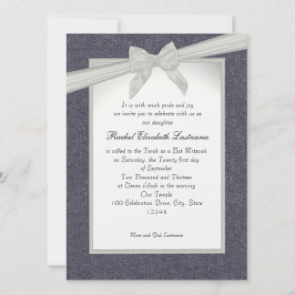 Invitación Denim y Bows Bat Mitzvah