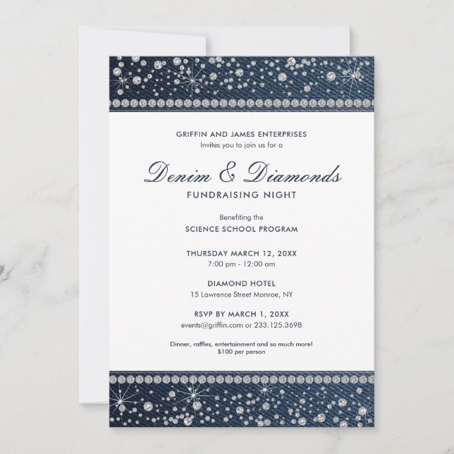 Invitación Denim y diamantes (Anverso)