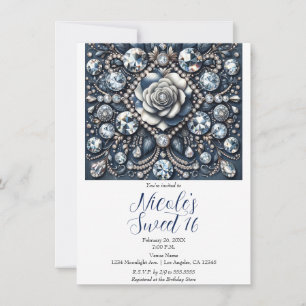 Invitación Denim y Diamantes Glam Bling Rosa Cumpleaños Dulce