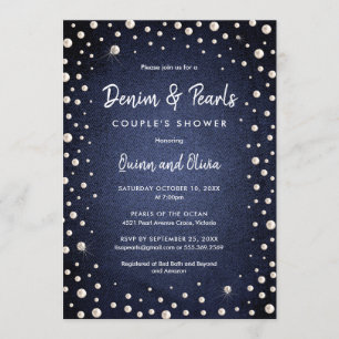 Invitación Denim y Perlas