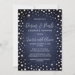 Invitación Denim y Perlas