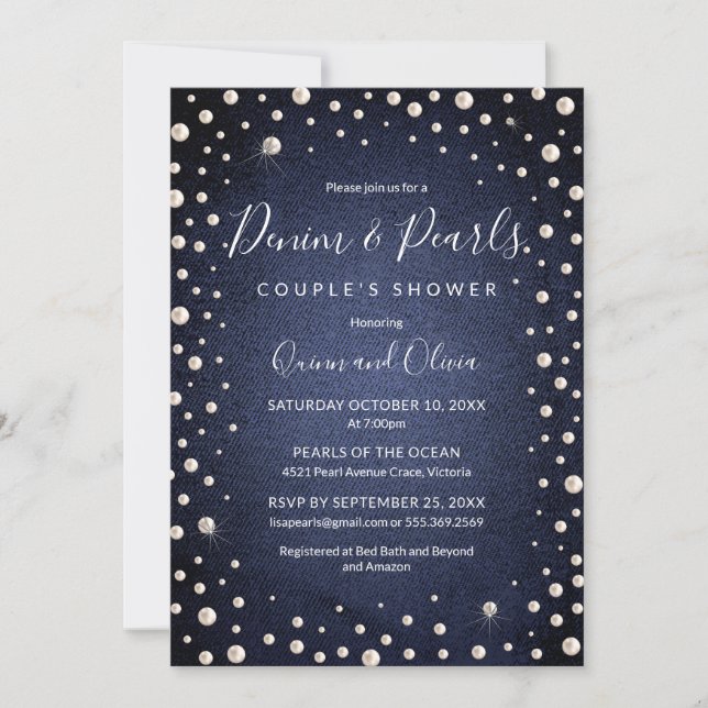 Invitación Denim y Perlas (Anverso)