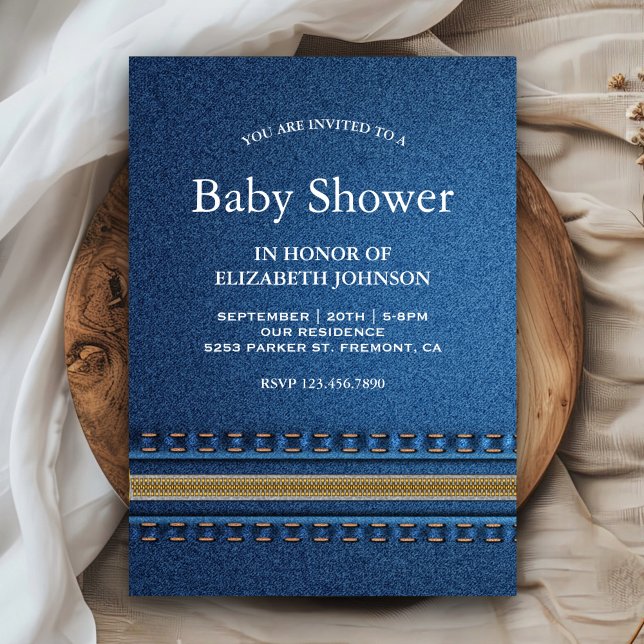 Invitación Denim Zipper con título Jeans Baby Shower (Subido por el creador)