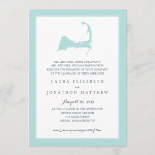 Invitación Denniist Cape Cod Map Seaglass Green   Boda