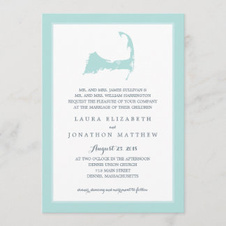 Invitación Denniist Cape Cod Map Seaglass Green | Boda