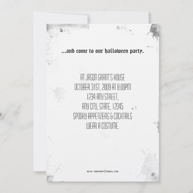 Invitación Dénos una muestra de su presencia Halloween (Anverso)