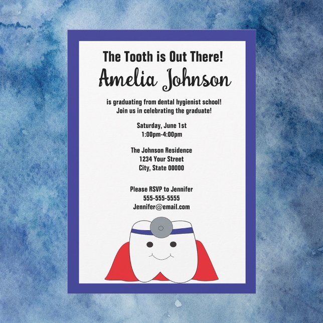 Invitación Dental Higienist Graduation Tooth Personalize (A funny dental hygienist graduation invitation)