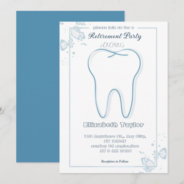 Invitación Dentist retirement invitation -Thank You Dentist (Anverso / Reverso)
