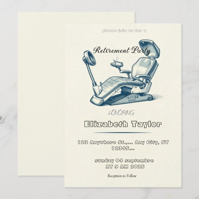 Invitación Dentist retirement invitation -Thank You Dentist (Anverso / Reverso)