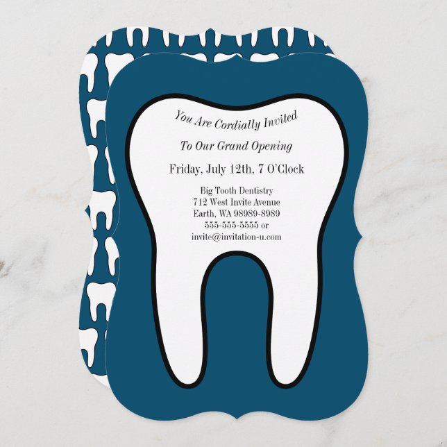 Invitación Dentista de dientes simbólicos ortodoncista (Anverso / Reverso)
