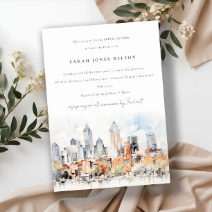 Invitación Denver Colorado Skyline Watercolor Bridal Shower