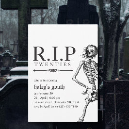 Invitación DEP 20s Veintes Divertido Cráneo Funeral Cumpleaño