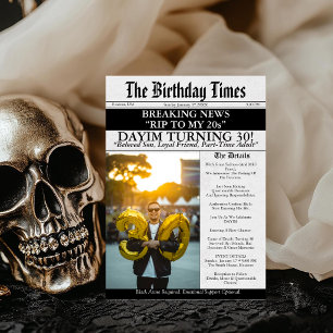 Invitación DEP a mis 20 años Feliz cumpleaños divertido perió