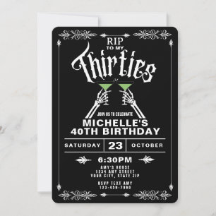 Invitación DEP a mis 30 A la moda Gótico Cumpleaños 40