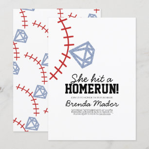 Invitación Deporte Béisbol Homerun Purpurina Bridal Shower