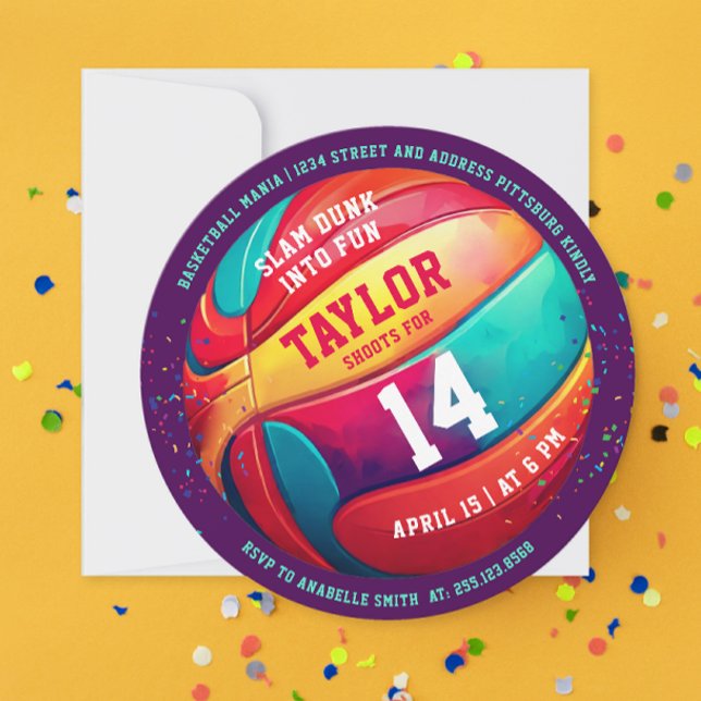 Invitación Deporte colorido de Guay Slam Dunk Purple Basketba (Subido por el creador)