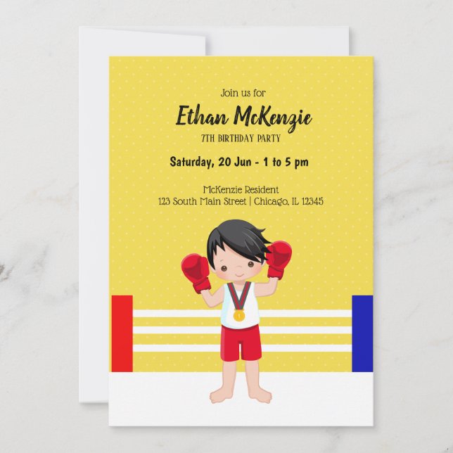 Invitación Deporte de kickboxing (Anverso)