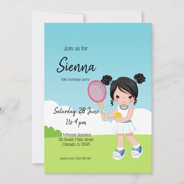 Invitación Deporte de tenis (Anverso)