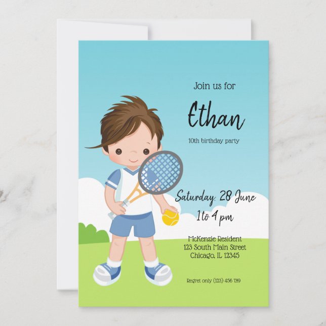 Invitación Deporte de tenis (Anverso)