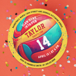 Invitación Deporte Genial y Colorido Clavada de Baloncesto Am