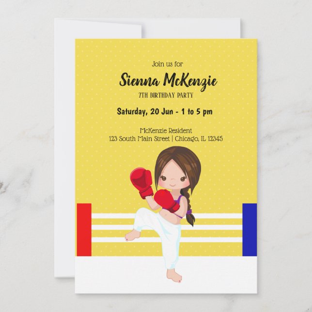 Invitación Deporte kickboxing (Anverso)