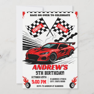 Invitación Deporte moderno personal Race Car Birday for boy