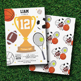 Invitación Deportes Atléticos Balls Kids Athletic Birday Part