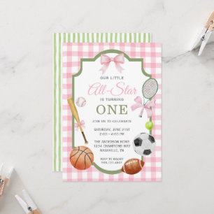 Invitación Deportes con lazo rosa elegante