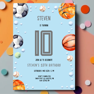 Invitación Deportes con pelota cumpleaños infantil