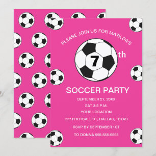 Invitación Deportes de Chicas rosados del partido de cumpleañ