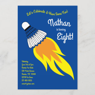 Invitación Deportes de cumpleaños de niños de Badminton