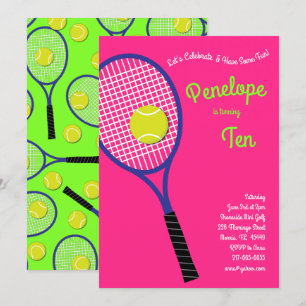 Invitación Deportes de tenis Niños Fiesta de cumpleaños Chica