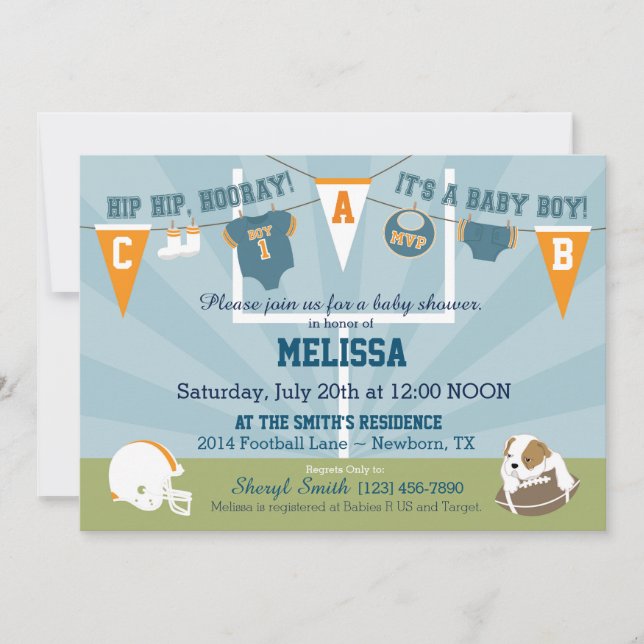 Invitación Deportes del fútbol - Baby Shower temático (Anverso)