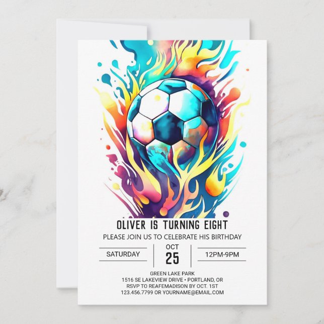 Invitación Deportes fantásticos estampables Fútbol Cumpleaños (Anverso)
