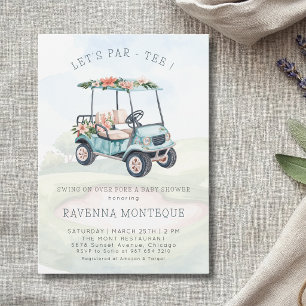 Invitación Deportes Golf Carrito Floral Deja que la Par-Tee D