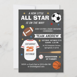 Invitación Deportes personales All Star Baby Shower