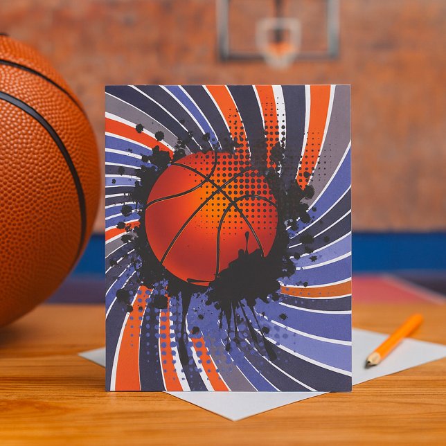 Invitación Deportes Urbanos Abstractos de Baloncesto Grunge R (Subido por el creador)