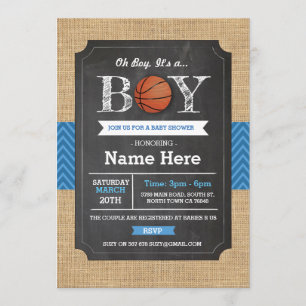 Invitación deportiva Baby Shower de BasketBall Blu