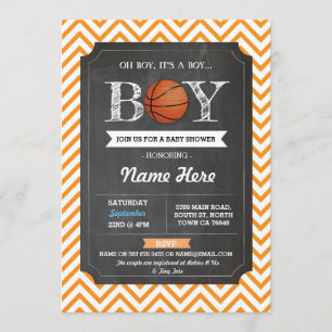 Invitación deportiva de BasketBall Boy Naranja Bab