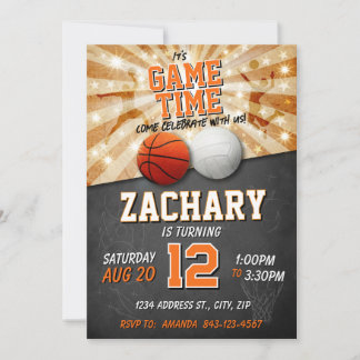 Invitación deportiva de cumpleaños Baloncesto y vo