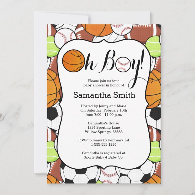 Invitación ¡Deportivo, chico!Baby Shower (Anverso)