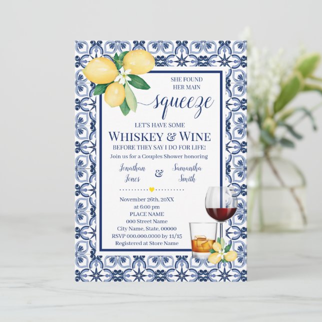 Invitación Depresión principal Whiskey & Wine - Ducha mediter (Anverso de pie)