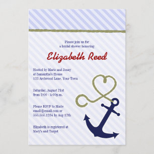 Invitación Depuradora nupcial de decoración náutica azul