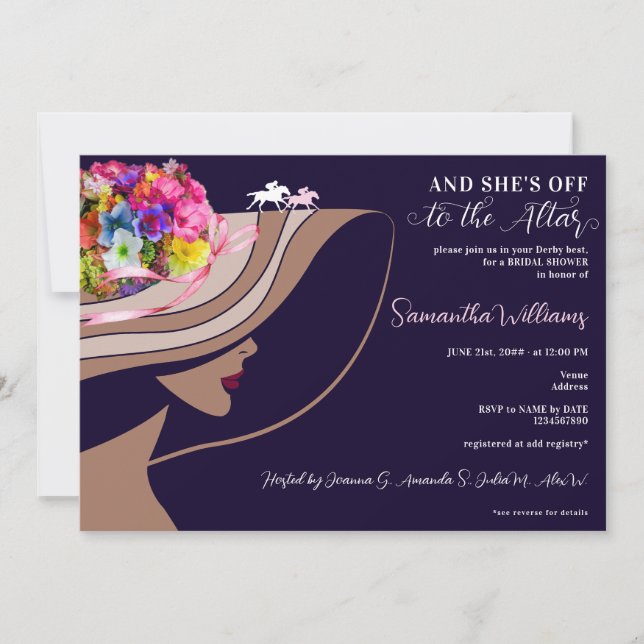 Invitación Derby A La Ducha Bridal De La Carreras De Caballos (Anverso)
