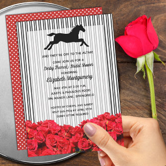 Invitación Derby Bridal Shower Red Roses Racehorse