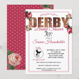 Invitación Derby Bridal Shower Rosas de Carreras de caballos