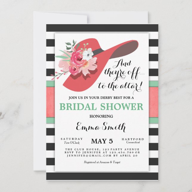 Invitación Derby Bridal Shower se viste de caballo Gorra (Anverso)